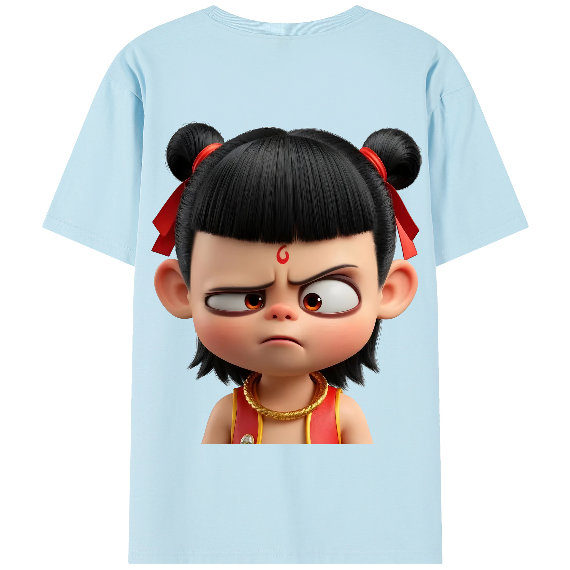 （画像用） Ne Zha 2 ナタ 魔童の大暴れ 綿100％半袖Tシャツ（背面プリント）